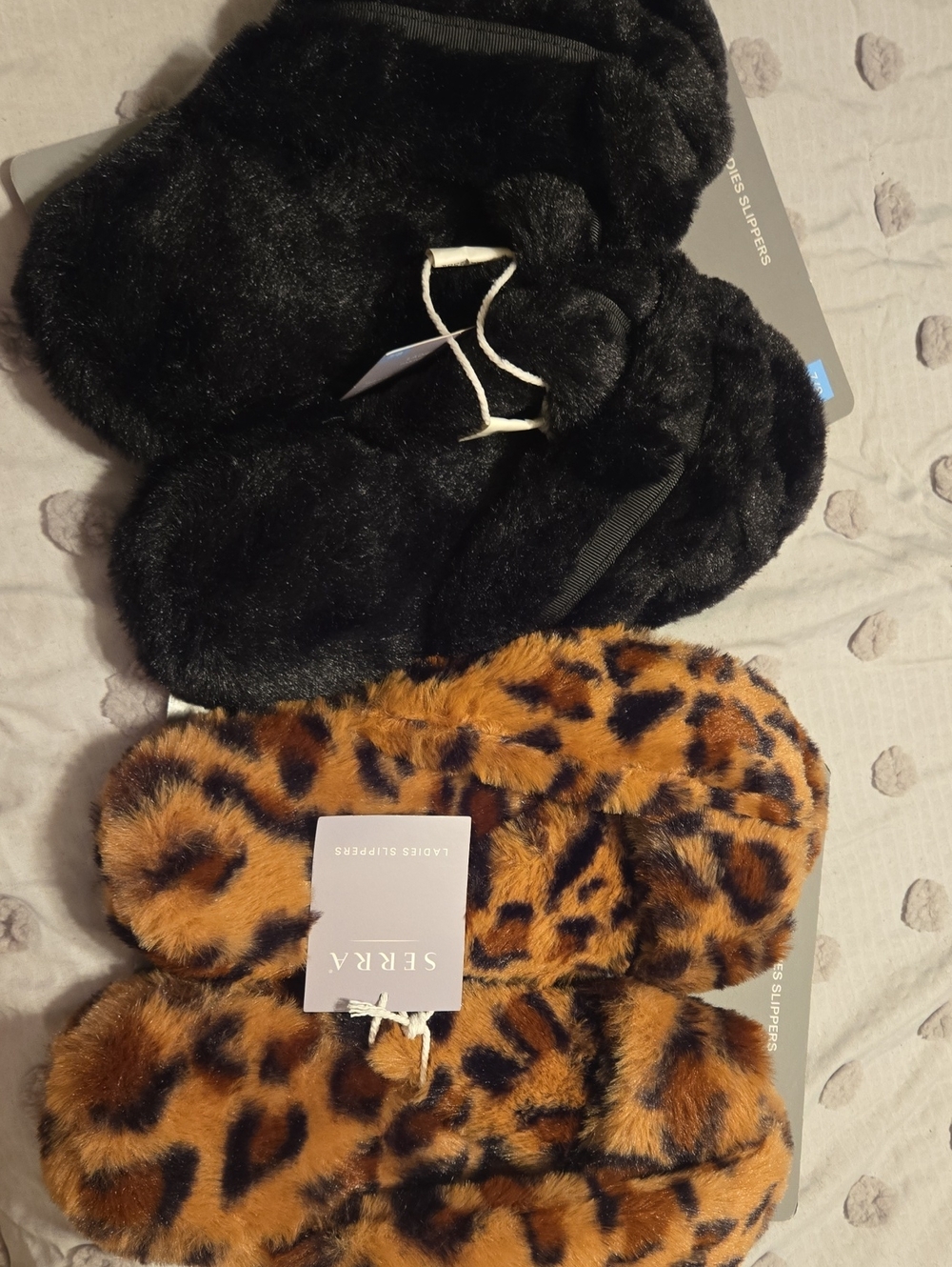 Serra Black & Leopard Faux Fur Slide Slippers